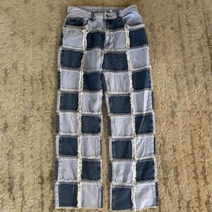 The Ragged Priest High Rise Patchwork Jeans - Blue and Gray